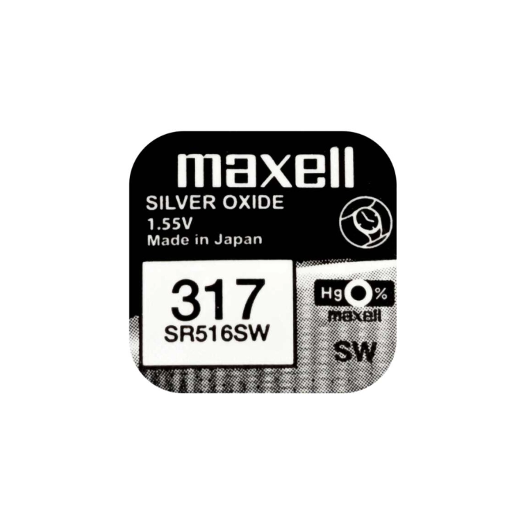 Batteria Maxell 317 SR516SW ossido d’argento singola 1,55V