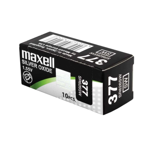 Scatola da 10 batterie Maxell 377 SR626SW all’ossido d’argento da 1,55 V