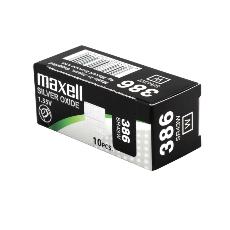 Batterie Maxell 386 SR43W all’ossido d’argento da 1,55 V