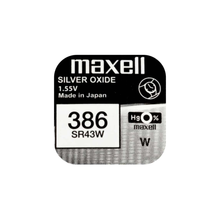 Batterie Maxell 386 SR43W all’ossido d’argento da 1,55 V