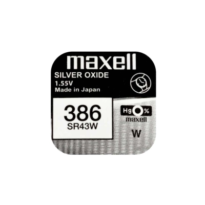 Batterie Maxell 386 SR43W all’ossido d’argento da 1,55 V