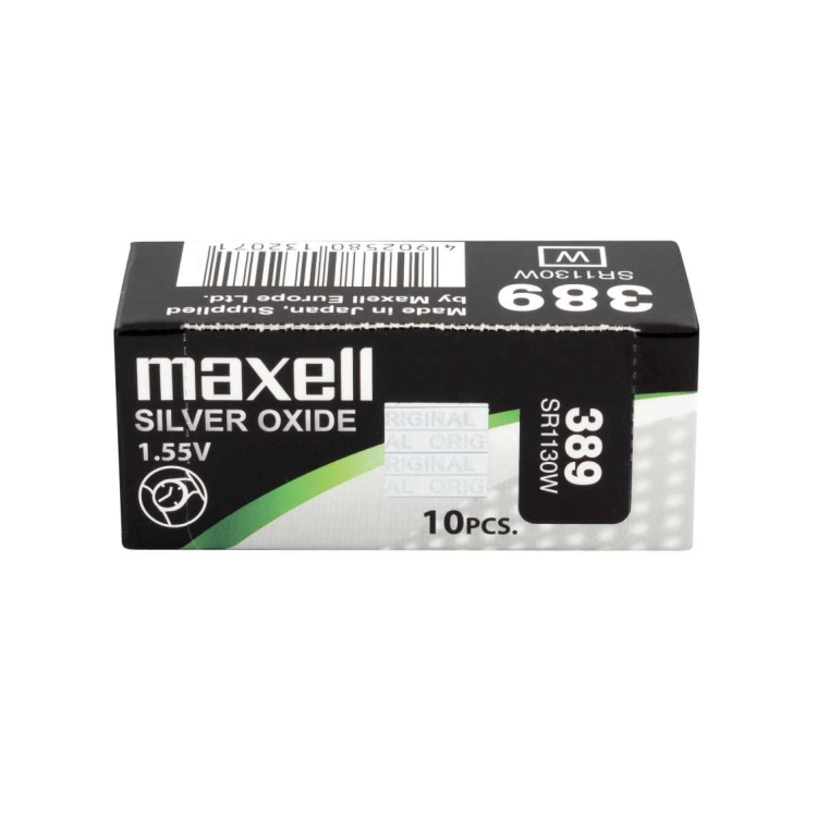 Batterie Maxell 389 SR1130W all’ossido d’argento da 1,55 V