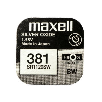 Blister singolo della batteria Maxell 381 SR1120SW da 1,55 V