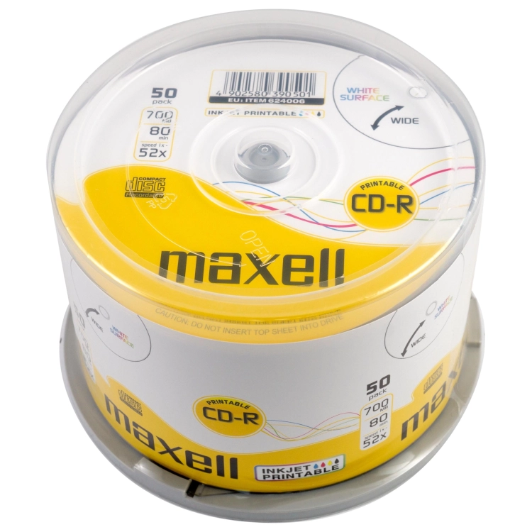 Maxell CD-R 80 Printable 700MB 52x spindle 50 pezzi – 624006