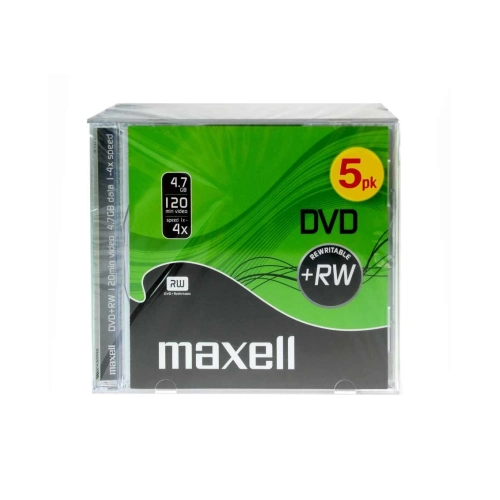 Maxell DVD+RW 4,7 GB 4x – Confezione da 5 dischi Jewel Case