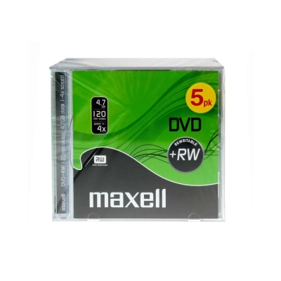 Maxell DVD+RW 4,7 GB 4x – Confezione da 5 dischi Jewel Case