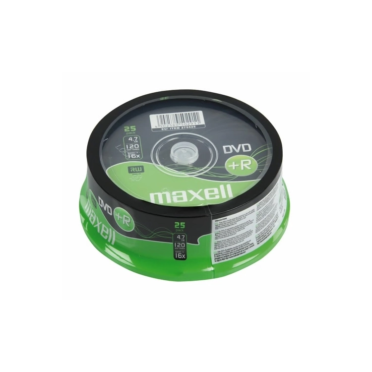 Maxell DVD+R 4,7 GB 16x – Dettaglio Spindle da 25 DVD