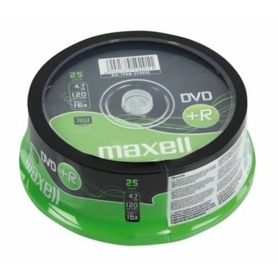 Maxell DVD+R 4,7 GB 16x – Dettaglio Spindle da 25 DVD