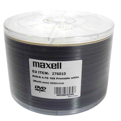Maxell DVD-R 4,7 GB 16x Printable White – Confezione Shrink da 50 DVD