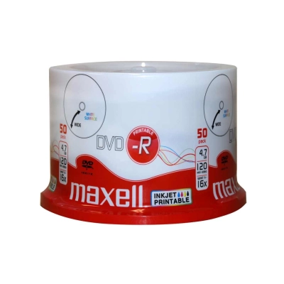 Maxell DVD-R 4,7 GB 16x Printable White – Confezione Spindle da 50 DVD
