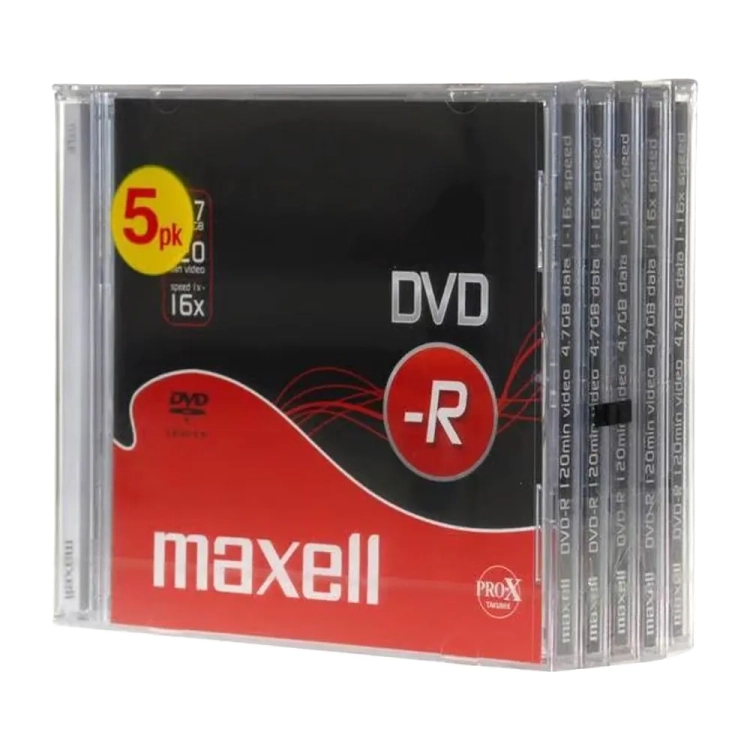 Maxell DVD-R 4,7 GB 16x – Confezione da 5 DVD Jewel Case