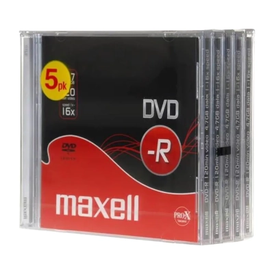 Maxell DVD-R 4,7 GB 16x – Confezione da 5 DVD Jewel Case