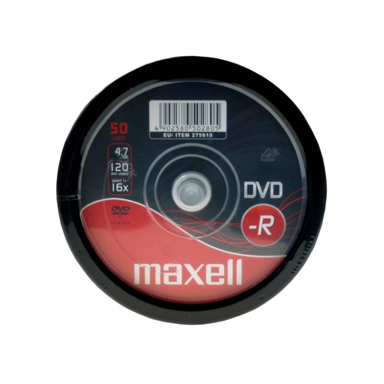Maxell DVD-R 4,7 GB 16x – Dettaglio Spindle da 50 DVD