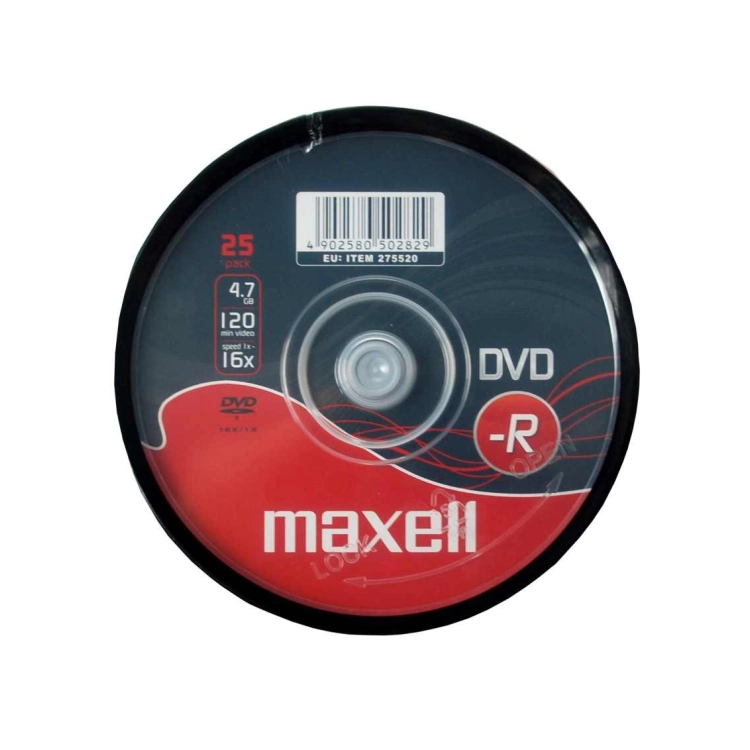 Maxell DVD-R 4,7 GB 16x – Dettaglio Spindle da 25 DVD