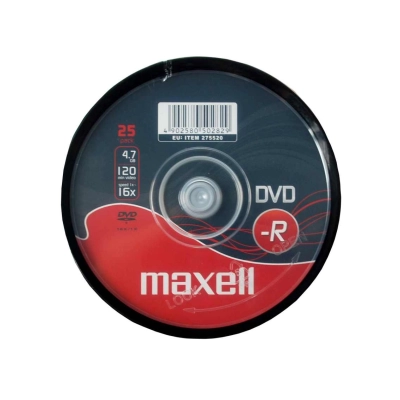 Maxell DVD-R 4,7 GB 16x – Dettaglio Spindle da 25 DVD