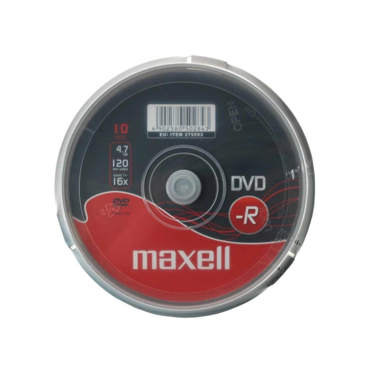 Maxell DVD-R 4,7 GB 16x – Dettaglio Spindle da 10 DVD