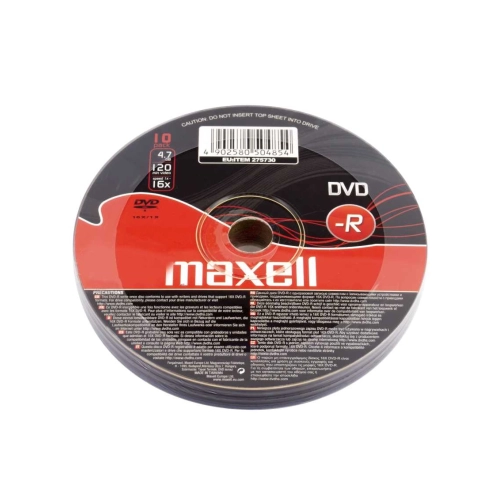 Maxell DVD-R 4,7 GB 16x – Confezione Shrink da 10 DVD