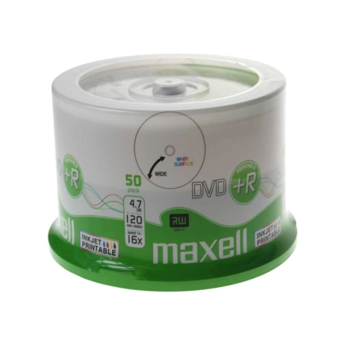 Maxell DVD+R 4,7 GB 16x Printable White – Confezione Spindle da 50 DVD