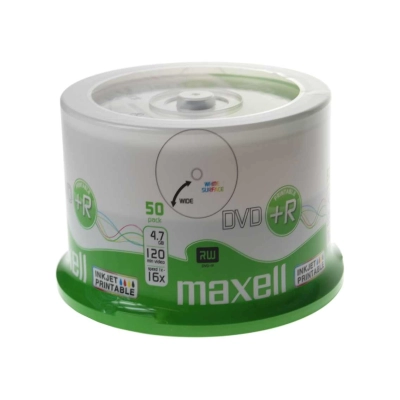 Maxell DVD+R 4,7 GB 16x Printable White – Confezione Spindle da 50 DVD
