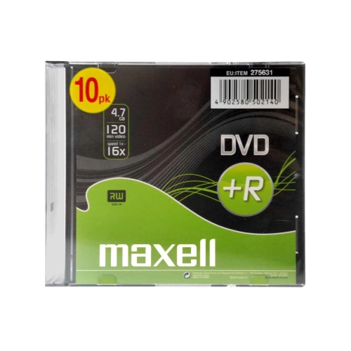 Maxell DVD+R 4,7 GB 16x – Confezione Jewel Case da 10 DVD