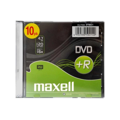 Maxell DVD+R 4,7 GB 16x – Confezione Jewel Case da 10 DVD