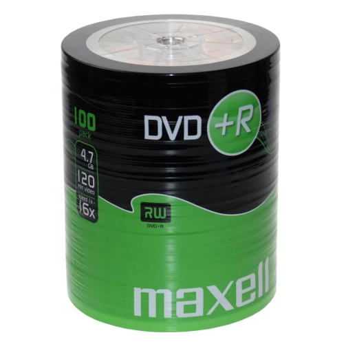Maxell DVD+R 4,7 GB 16x – Confezione Shrink da 100 DVD