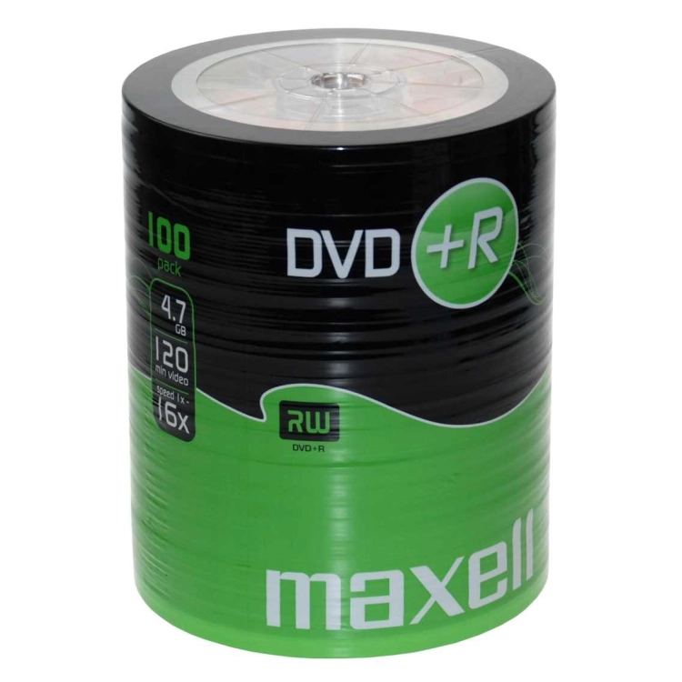 Maxell DVD+R 4,7 GB 16x – Confezione Shrink da 100 DVD