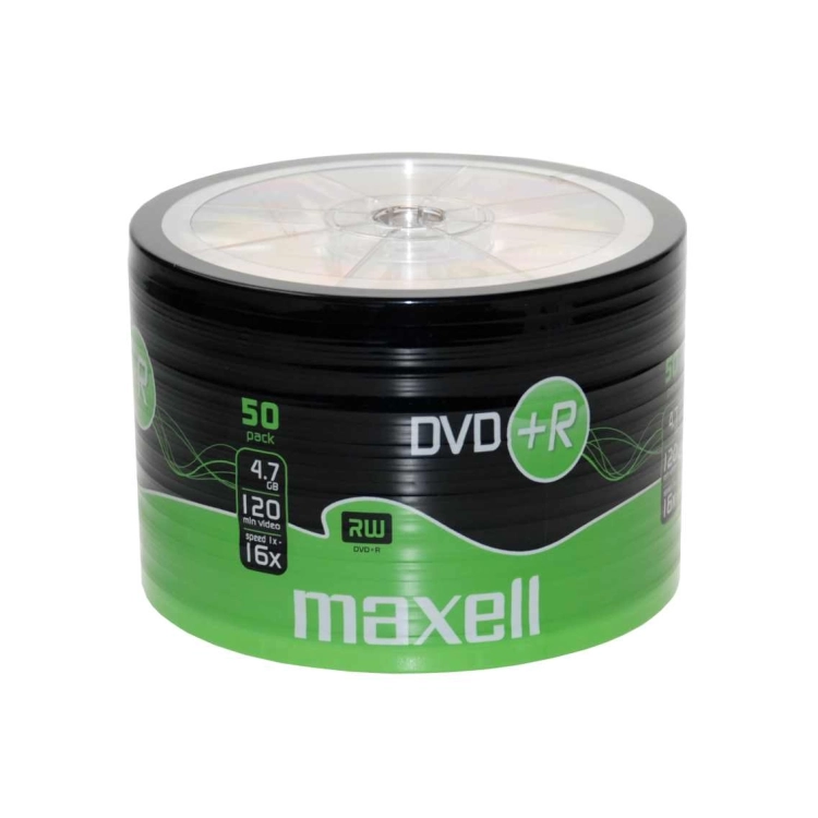 Maxell DVD+R 4,7 GB 16x – Dettaglio confezione Shrink da 50 DVD