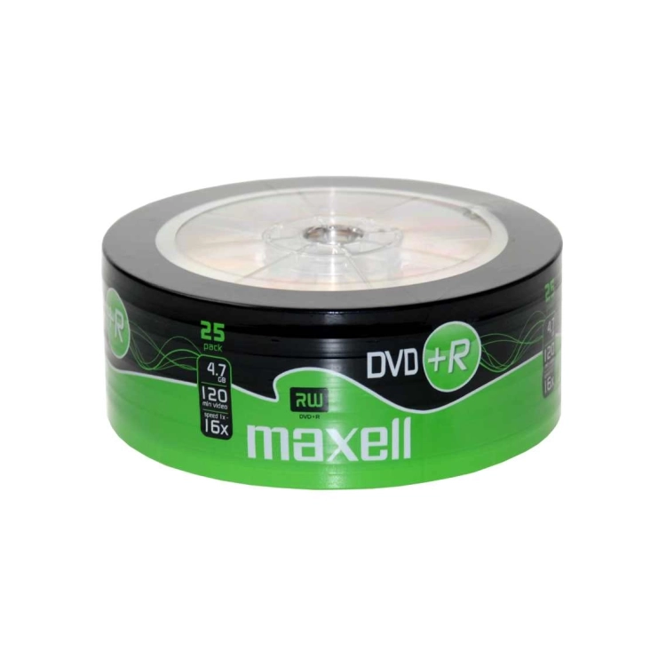 Maxell DVD+R 4,7 GB 16x – Vista dettaglio confezione da 25 DVD Shrink
