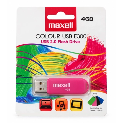 Maxell Colour USB E300 4 GB rosa – Chiavetta USB 2.0 in confezione blister