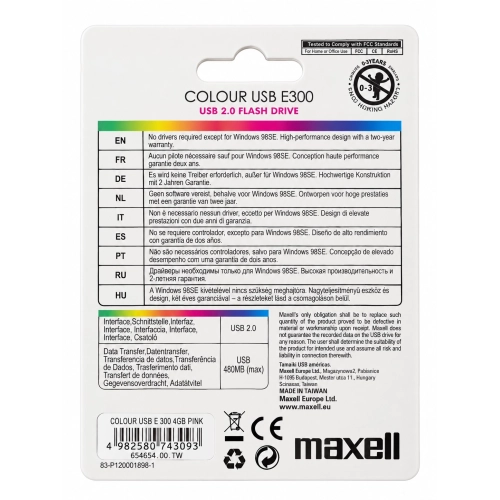 Maxell Colour USB E300 4 GB rosa – Chiavetta USB 2.0 in confezione blister 2