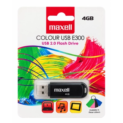 Maxell Colour USB E300 4 GB chiavetta USB 2.0 nera confezione fronte