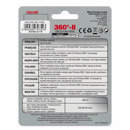 Maxell 360°-II 4 GB Rosso e Bianco – Chiavetta USB 2.0 in confezione blister 2