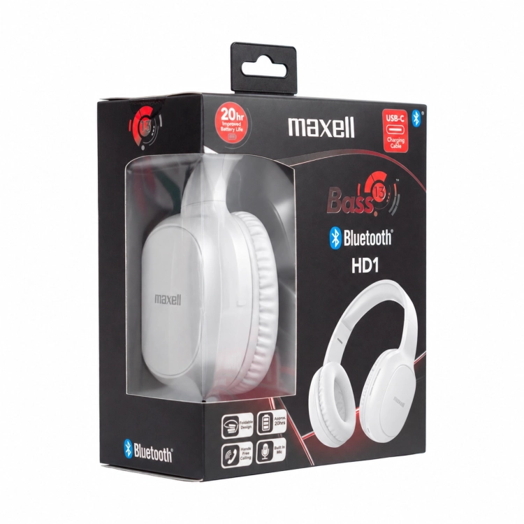 Maxell B13-HD1 Bass 13 – Cuffie Bluetooth bianche con confezione