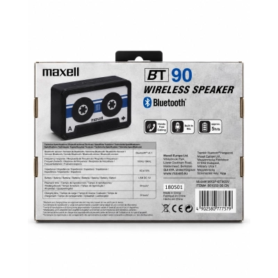 Maxell BT90 – Speaker Bluetooth portatile Silver con design vintage a musicassetta
