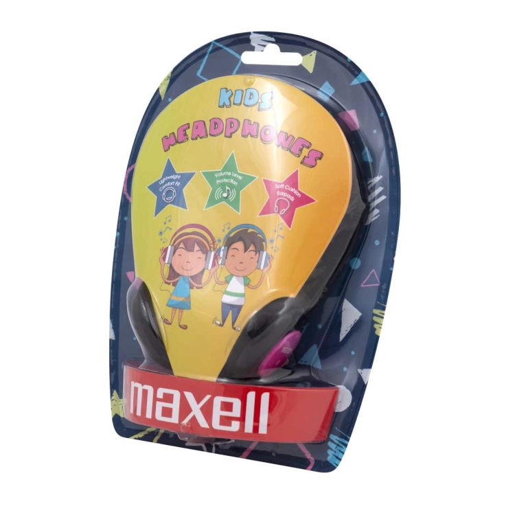 Maxell Kids Safe – Cuffie cablate rosa per bambini con archetto regolabile e padiglioni imbottiti