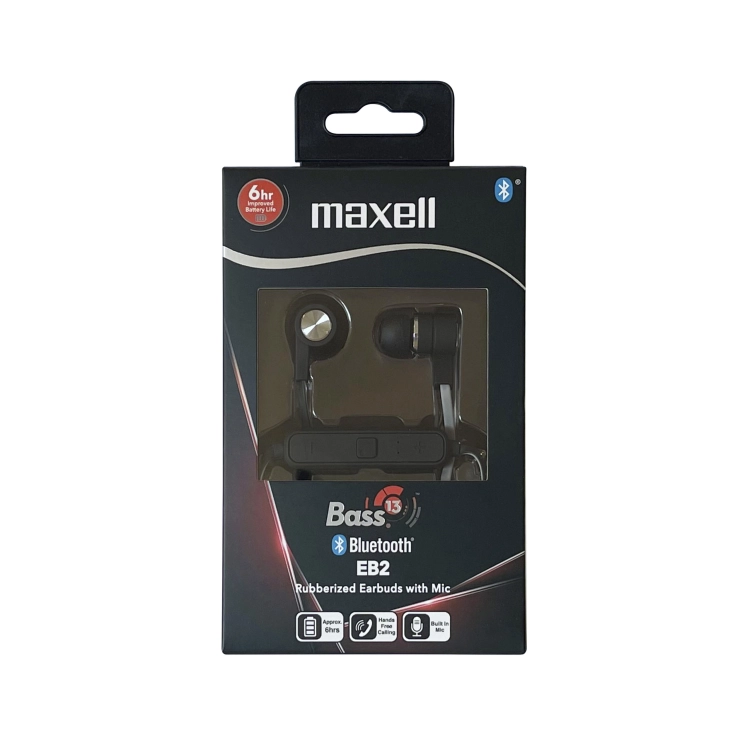 Maxell Bass 13 EB2 – Auricolari Bluetooth neri nella confezione originale