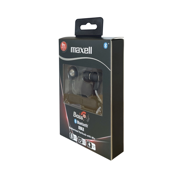 Maxell Bass 13 EB2 – Auricolari Bluetooth neri con design ergonomico