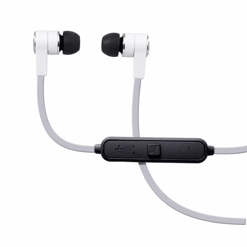 Auricolari Bluetooth Maxell Bass 13 EB2 bianchi con telecomando nero vista frontale