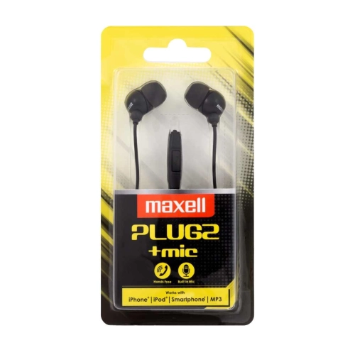 Maxell Plugz + Mic – Auricolari con cavo neri, microfono integrato e Jack da 3,5 mm 2