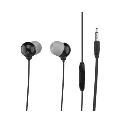 Maxell Plugz + Mic – Auricolari con cavo neri, gommini in silicone e comando integrato