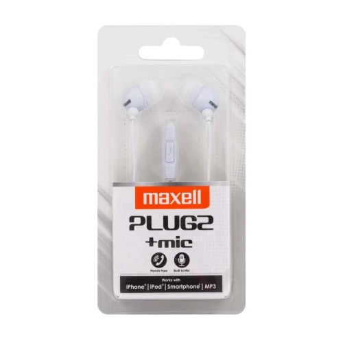 Maxell Plugz + Mic – Auricolari con cavo bianchi, microfono integrato e Jack da 3,5 mm 2