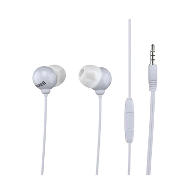 Maxell Plugz + Mic – Auricolari con cavo bianchi, gommini in silicone e comando integrato
