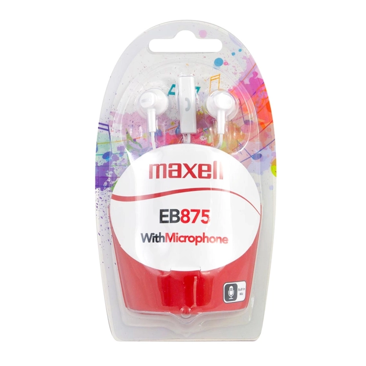 Maxell EB875 cuffie auricolari in-ear bianche con microfono, confezione originale blister – 304019