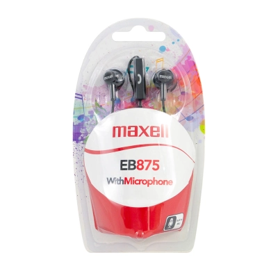 Maxell EB875 cuffie auricolari in-ear nere con microfono, confezione originale blister – 304018