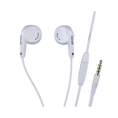 Auricolari Maxell PureBuds bianchi con microfono per chiamate e connettore jack 3,5 mm – 303989