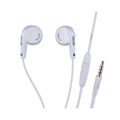 Auricolari Maxell PureBuds bianchi con microfono per chiamate e connettore jack 3,5 mm – 303989
