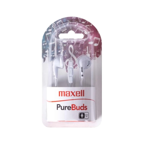 Auricolari Maxell PureBuds bianchi con microfono per chiamate e connettore jack 3,5 mm – 303989 2