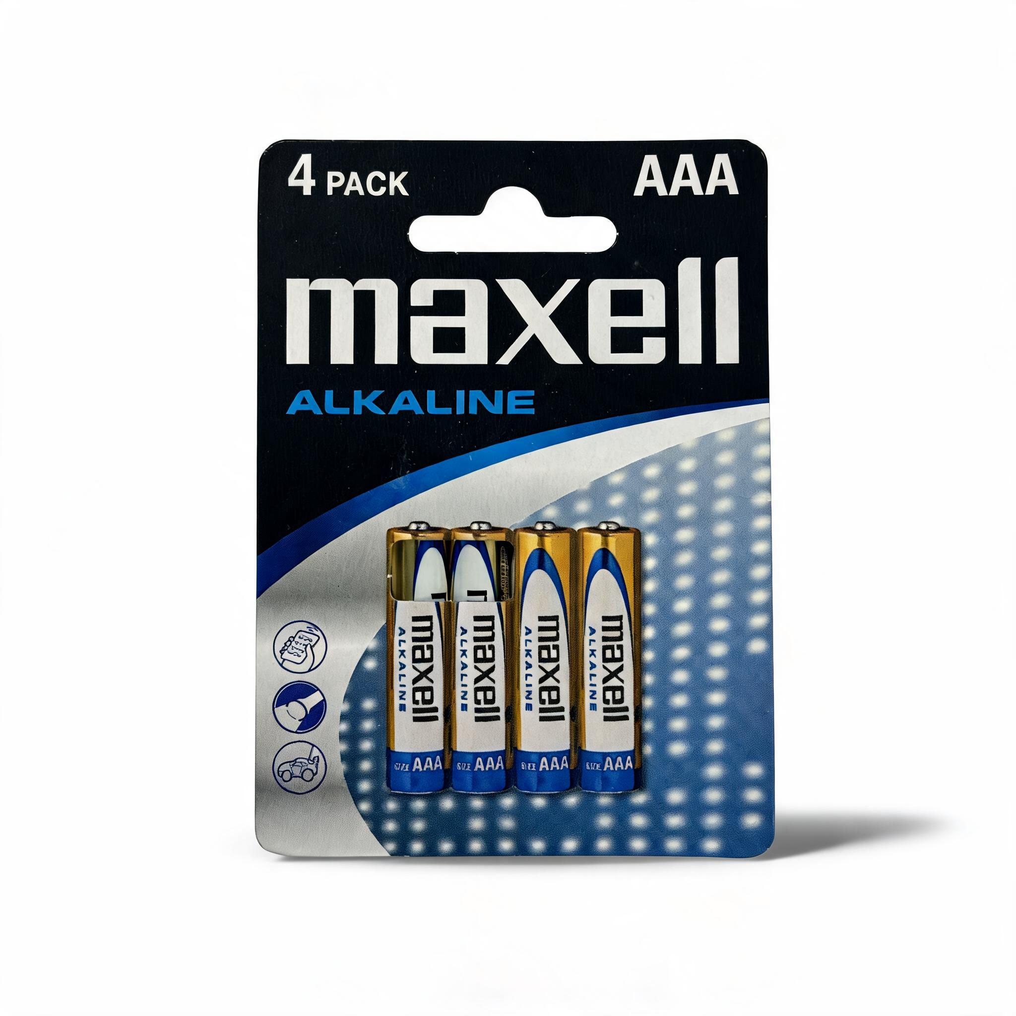 Batterie Maxell AAA LR03 ministilo – 4 pezzi nel nuovo packaging senza plastica