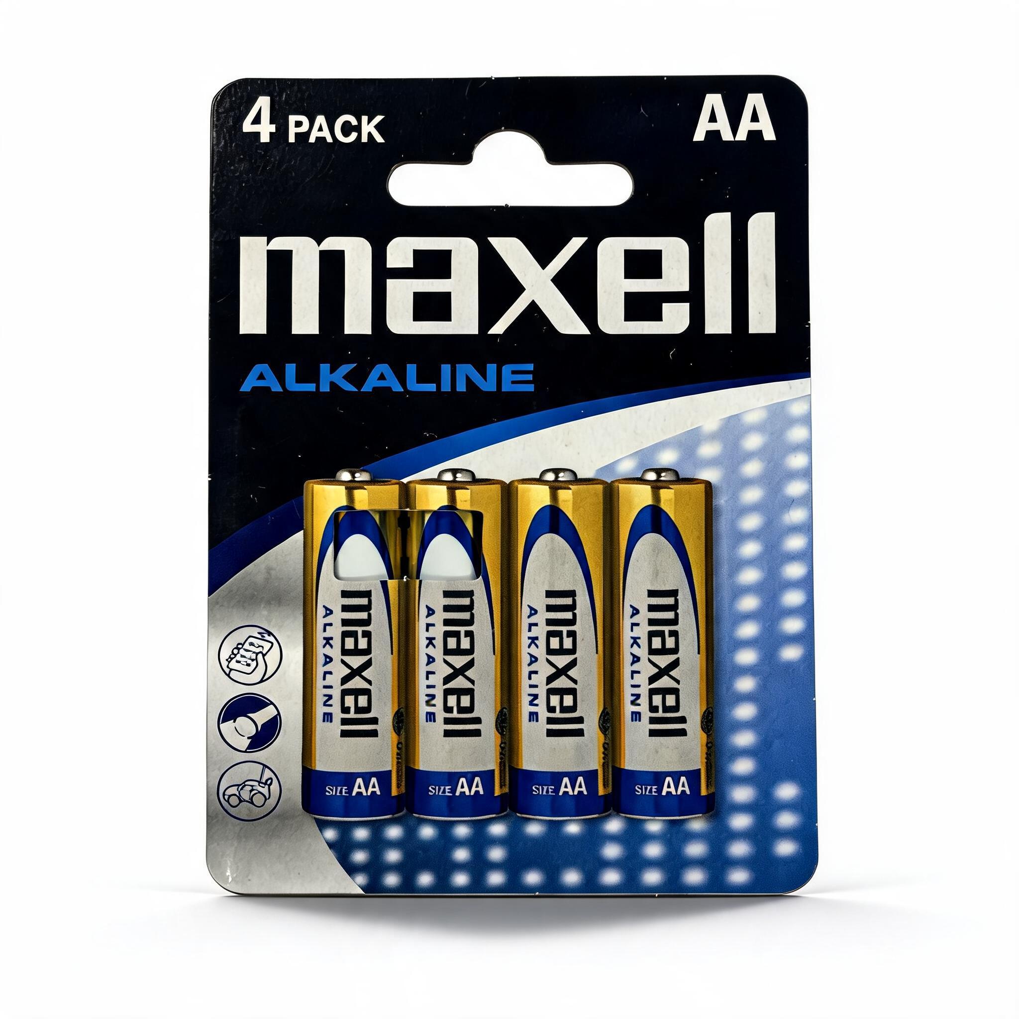 Batterie Maxell AA LR6 stilo – 4 pezzi nel nuovo packaging senza plastica